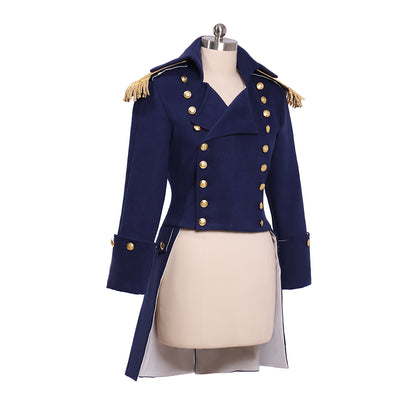 18th Century European Military Style Officer Jacket with Gold Embellishments for Historical Reenactments Cosplay Events Halloween Christmas or Parties