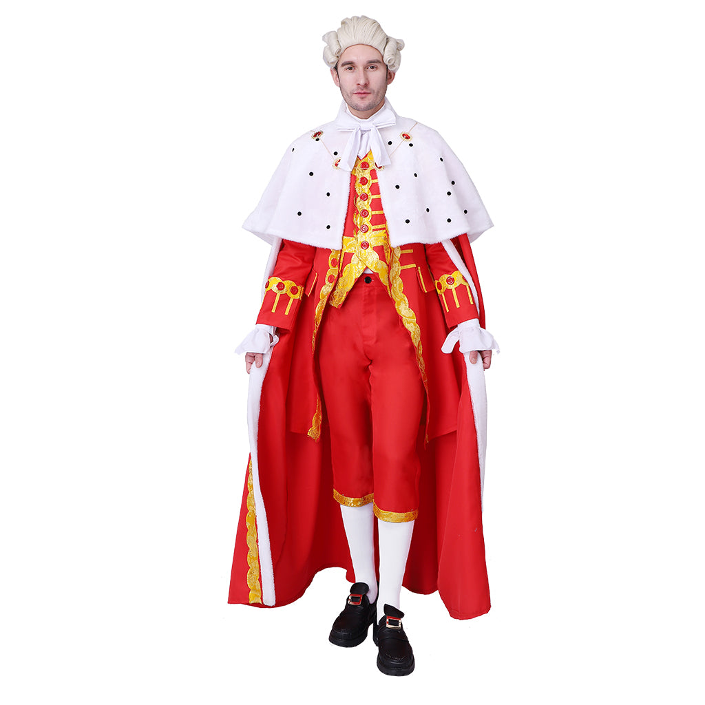 the Musical The Greatest Showman King Cosplay Costume P. T. Barnum Stage Costume Antonio Maria Royal Court Outfit Adult Halloween Charistmas Party Red Suits With Cloak