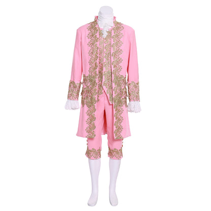 Medieval Men's Rococo Court Suit with Intricate Gold Embroidery Cosplay Stage Costume Adult Halloween Christmas Party Themed Outfit