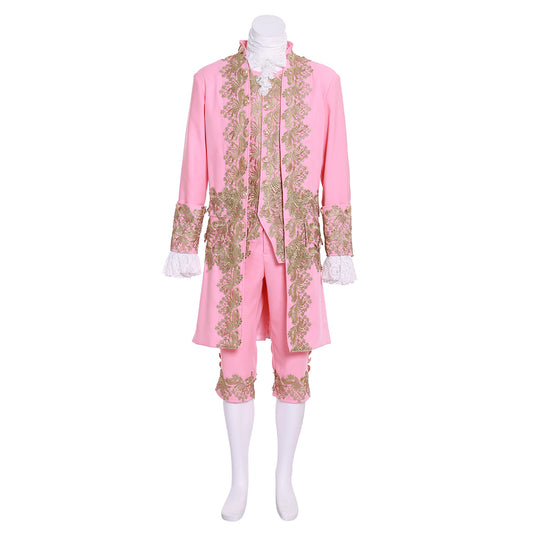Medieval Men's Rococo Court Suit with Intricate Gold Embroidery Cosplay Stage Costume Adult Halloween Christmas Party Themed Outfit