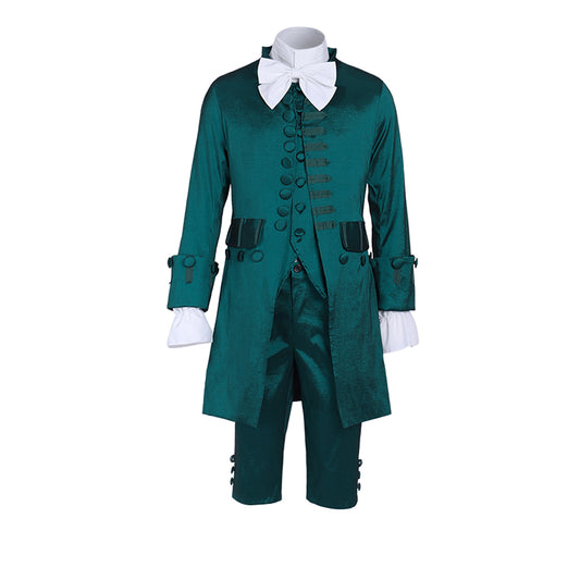 Medieval Men's Emerald Green Luxurious - Styled Aristocratic Court Costume Cosplay Stage Outfit Adult Halloween Christmas Party Themed Outfit