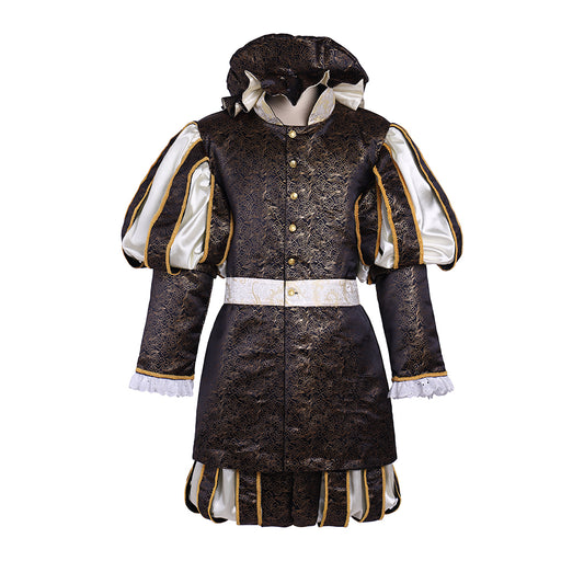 Medieval Men's Dark Brocade Elaborate  Styled Aristocratic Court Costume Cosplay Stage Outfit Adult Halloween Christmas Party Themed Outfit