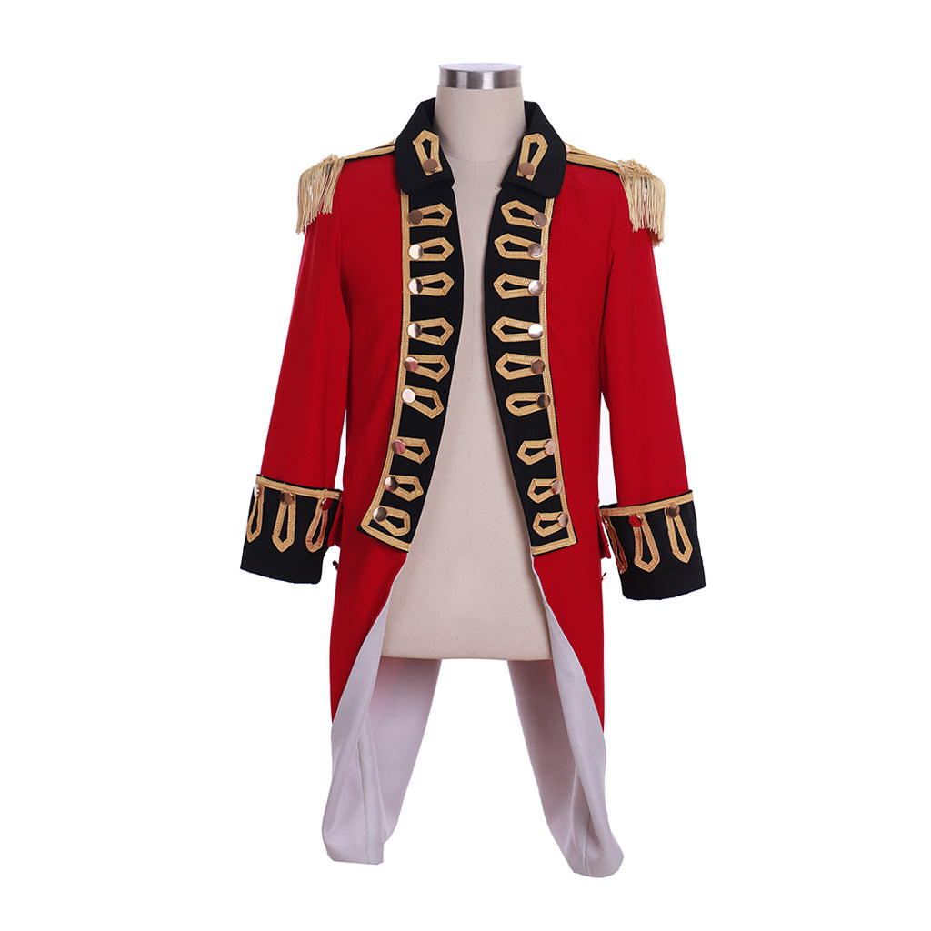 Regency Men's Red Gold-Embellished Noble Military-Inspired Court Costume Cosplay Stage Outfit Adult Halloween Christmas Party Themed Outfit