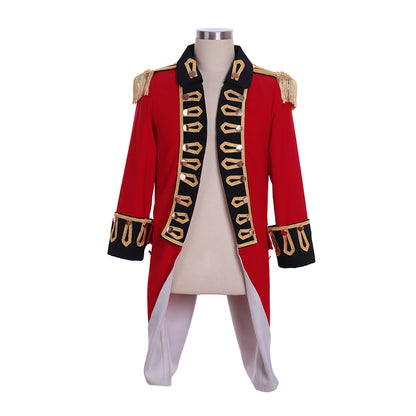 Regency Men's Red Gold-Embellished Noble Military-Inspired Court Costume Cosplay Stage Outfit Adult Halloween Christmas Party Themed Outfit