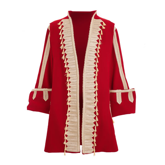 Regency Men's Red Cream-Ruffled Noble Courtly Inspired Court Costume Cosplay Stage Outfit Adult Halloween Christmas Party Themed Outfit