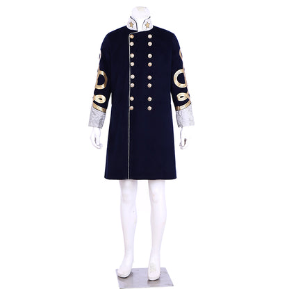 Regency Men's Navy Blue Gold-Accented Noble Courtly Inspired Court Costume Cosplay Stage Outfit Adult Halloween Christmas Party Themed Outfit