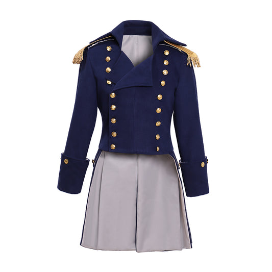 18th Century European Military Style Officer Jacket with Gold Embellishments for Historical Reenactments Cosplay Events Halloween Christmas or Parties