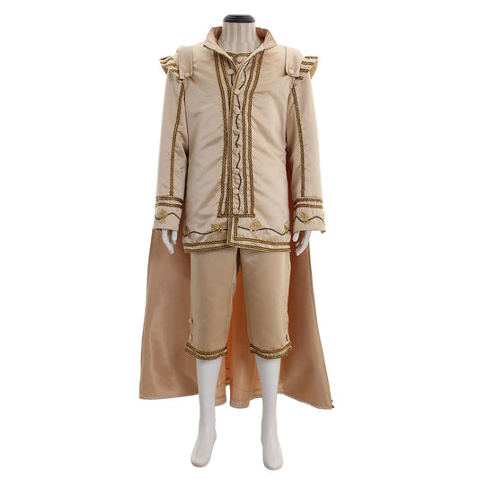 Medieval Victorian Men's Beige Gold Embroidered Caped Noble Court Costume Set Cosplay Stage Outfit Adult Halloween Christmas Party Themed Outfit