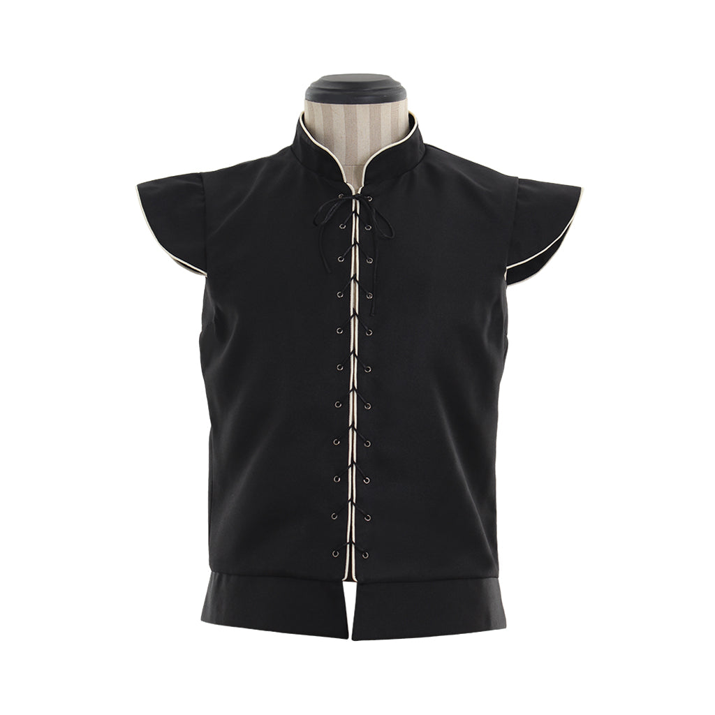 Medieva Men's Sleeveless Tunic with Lace Up Neckline Renaissance Style Top for Cosplay or Themed Events Halloween Christmas or Themed Parties