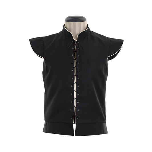 Medieva Men's Sleeveless Tunic with Lace Up Neckline Renaissance Style Top for Cosplay or Themed Events Halloween Christmas or Themed Parties