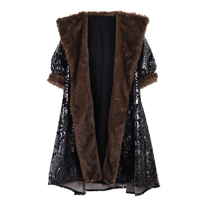 18th Century European Rococo Style Coat with Fur and Lace Embellishments for Historical Reenactments Cosplay Events Halloween Christmas or Parties