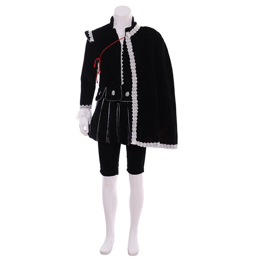 Men's Renaissance Tudor-style Black Cloak and Breeches Costume  for Cosplay Themed Events Halloween Christmas or Themed Parties