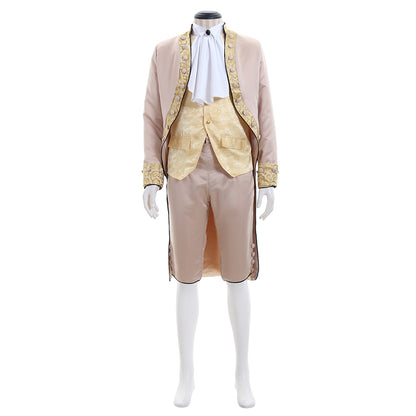 18th Century European Rococo Style Gentleman’s Suit with Beige Vest and Contrasting Trim for Historical Reenactments Cosplay Events Halloween Christmas or Parties