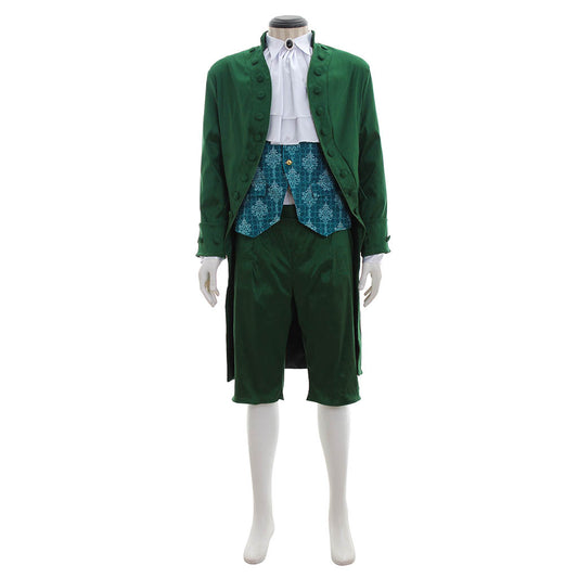 18th Century European Rococo Style Gentleman’s Suit with Blue Patterned Vest for Historical Reenactments Cosplay Events Halloween Christmas or Parties