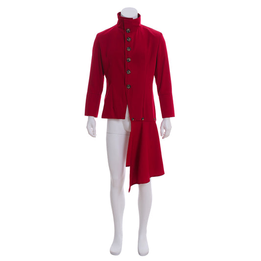 Medieval Men's Red Velvet Coat with Rear Tail Costume for Cosplay Themed Events Halloween Christmas or Parties