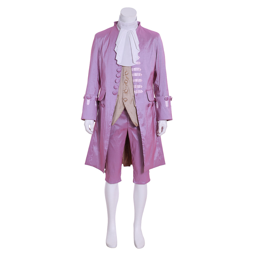 Medieval Lilac Georgian  Style Frock Coat Ensemble with Waistcoat Cravat and Knee Breeches  for Historical Reenactments Cosplay Events Halloween Christmas or Parties