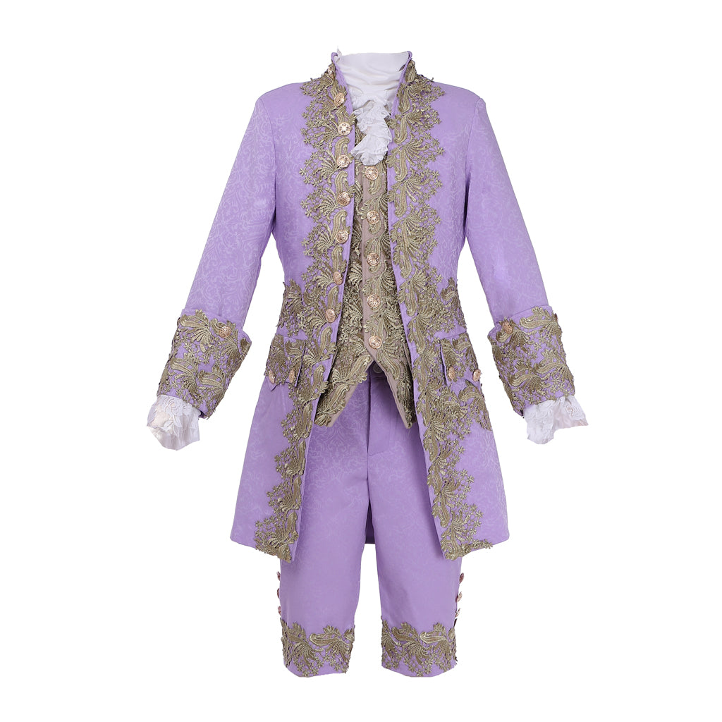 Medieval Men's Rococo Court Suit with Intricate Gold Embroidery Cosplay Stage Costume Adult Halloween Christmas Party Themed Outfit