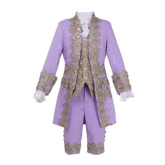 Medieval Men's Rococo Court Suit with Intricate Gold Embroidery Cosplay Stage Costume Adult Halloween Christmas Party Themed Outfit