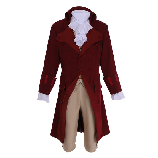 Medieval Men's Burgundy Rococo Court Suit Cosplay Stage Costume Adult Halloween Christmas Party Themed Outfit