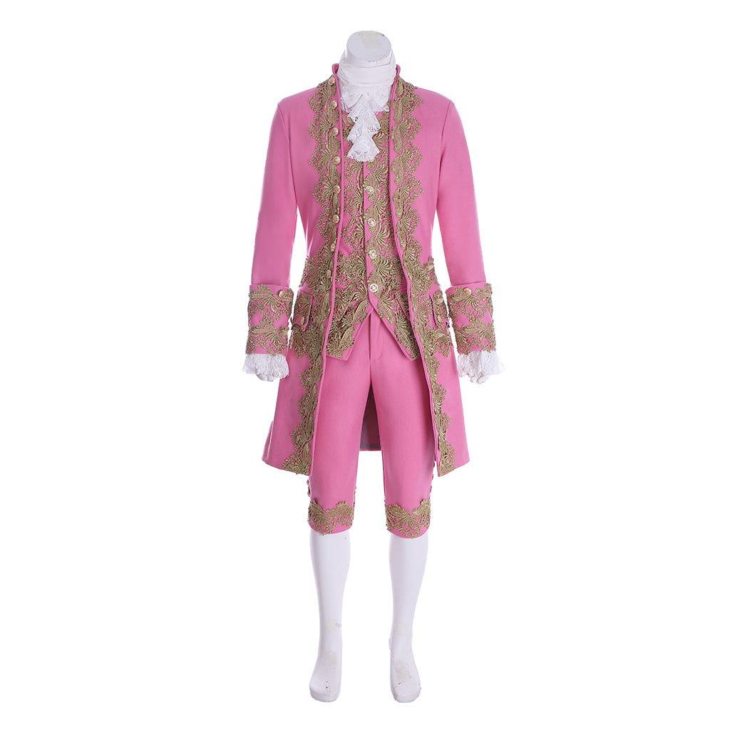Medieval Men's Rococo Court Suit with Intricate Gold Embroidery Cosplay Stage Costume Adult Halloween Christmas Party Themed Outfit