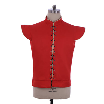 Medieval Men's Red Sleeveless Lace  Up Vest Cosplay Stage Costume Adult Party Themed Outfit Adult Halloween Party Themed Outfit