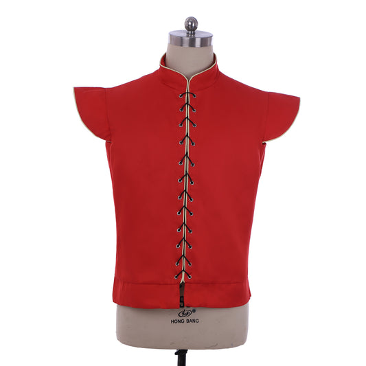 Medieval Men's Red Sleeveless Lace  Up Vest Cosplay Stage Costume Adult Party Themed Outfit Adult Halloween Party Themed Outfit