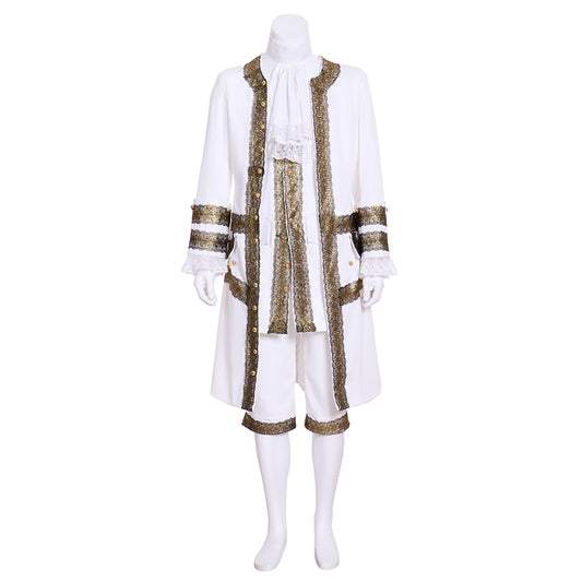 18th-Century European Rococo Justaucorps and Breeches Costume with Gold Embellishments  for Historical Reenactments Cosplay Events or Halloween Christmas or Parties