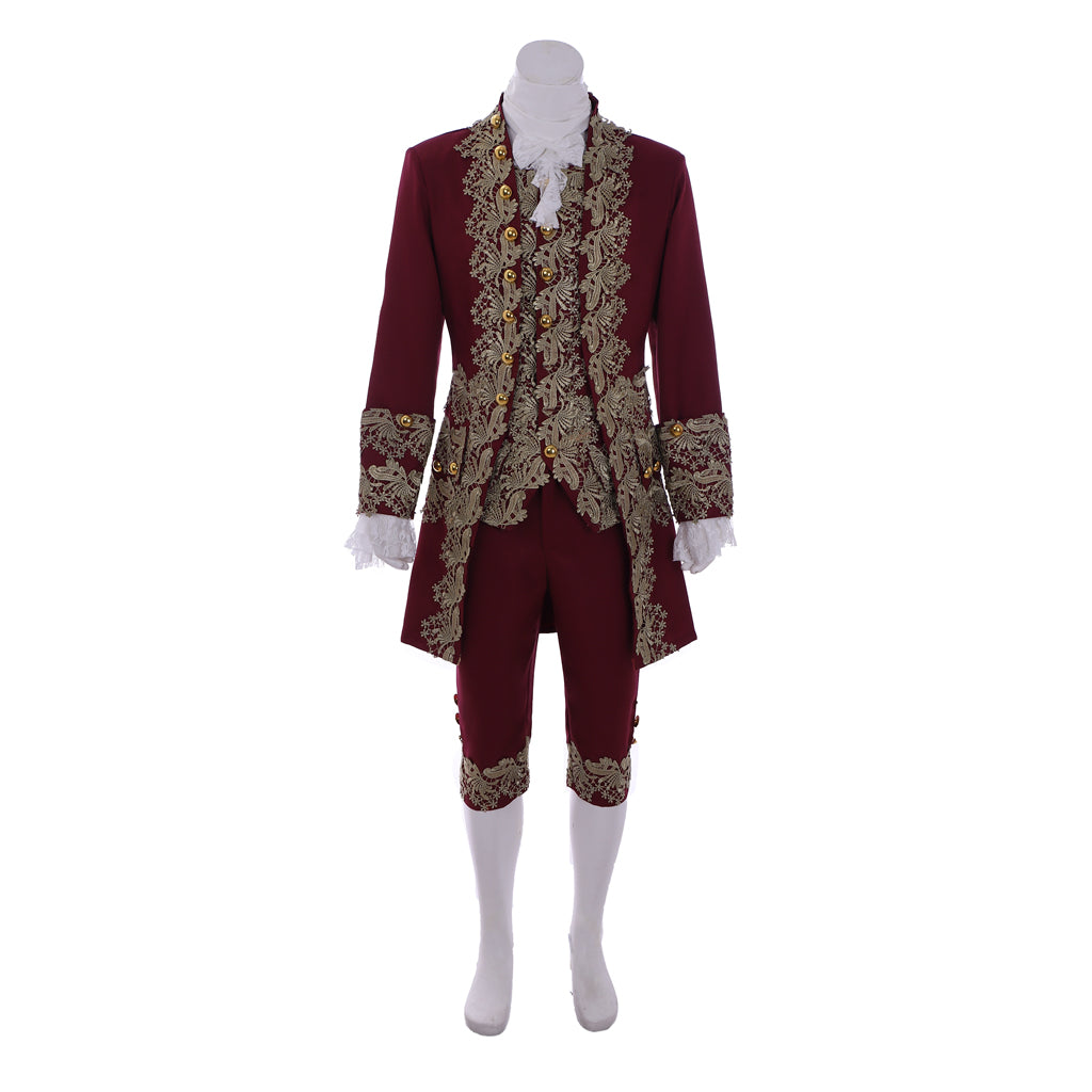 Medieval Men's Rococo Court Suit with Intricate Gold Embroidery Cosplay Stage Costume Adult Halloween Christmas Party Themed Outfit