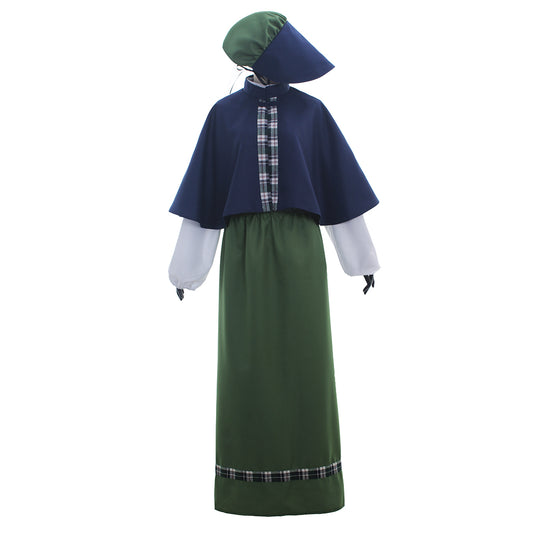 Medieval Women Renaissance Victorian Cosplay Costume Long Sleeve Gold Trimmed Color Block Black Gold Gown Adult Ladies Halloween Christmas Dress