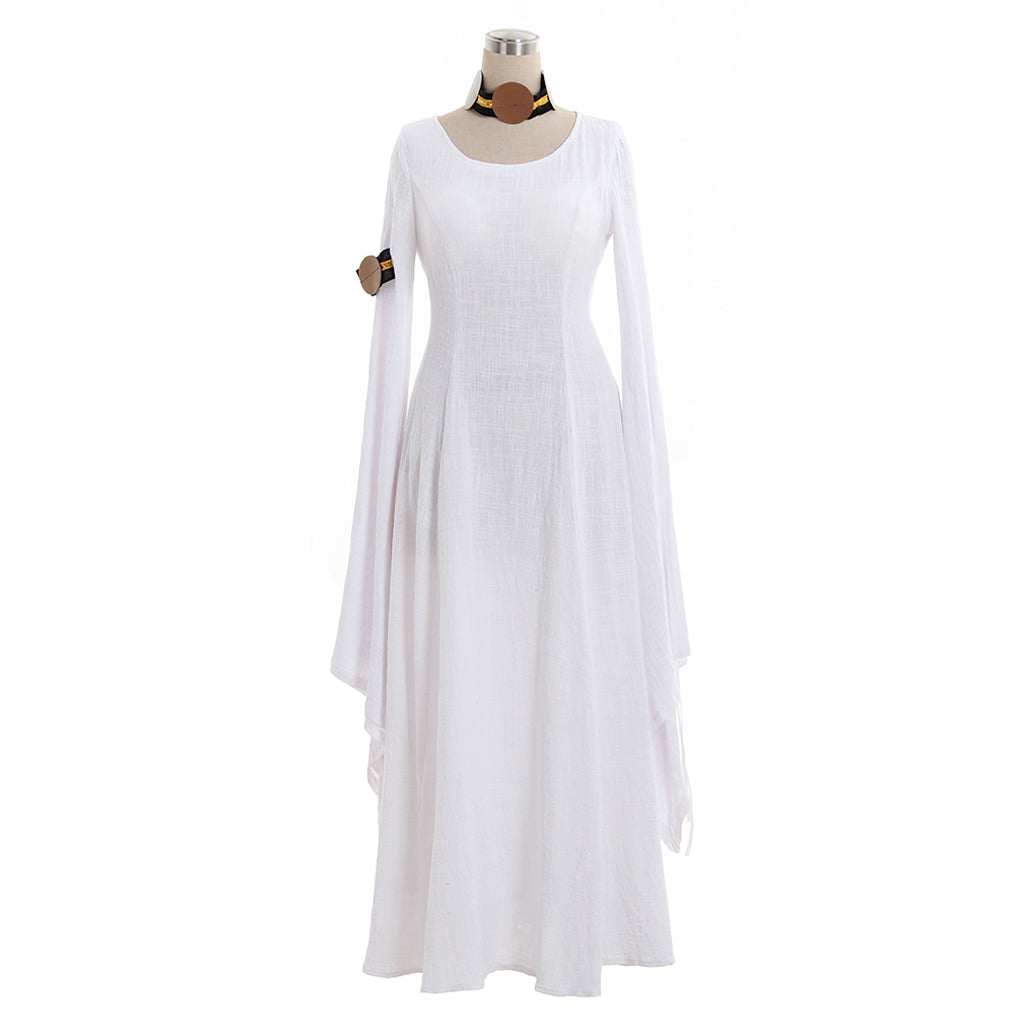 Medieval Women Viking White Cosplay Costume Adult Renaissance Ancient Gown With Long Flowy Sleeves Norse Gothic Ladies Halloween Christmas Dress