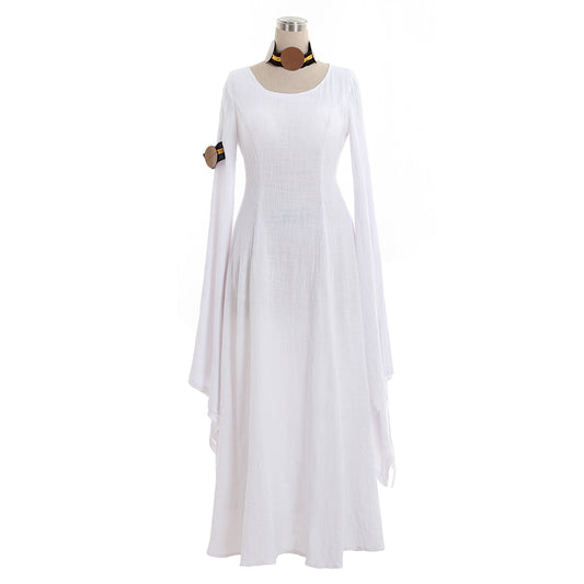 Medieval Women Viking White Cosplay Costume Adult Renaissance Ancient Gown With Long Flowy Sleeves Norse Gothic Ladies Halloween Christmas Dress