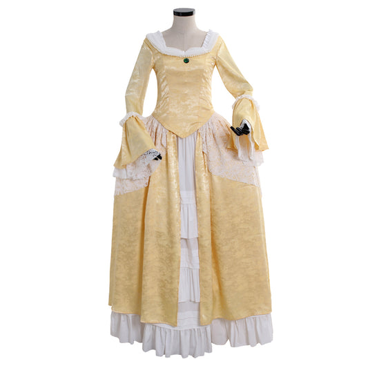 Medieval Women Viking Cream And White Cosplay Costume Adult Renaissance Ancient Gown With Lace Trim And Ruffled Hem Norse Gothic Ladies Halloween Christmas Dress