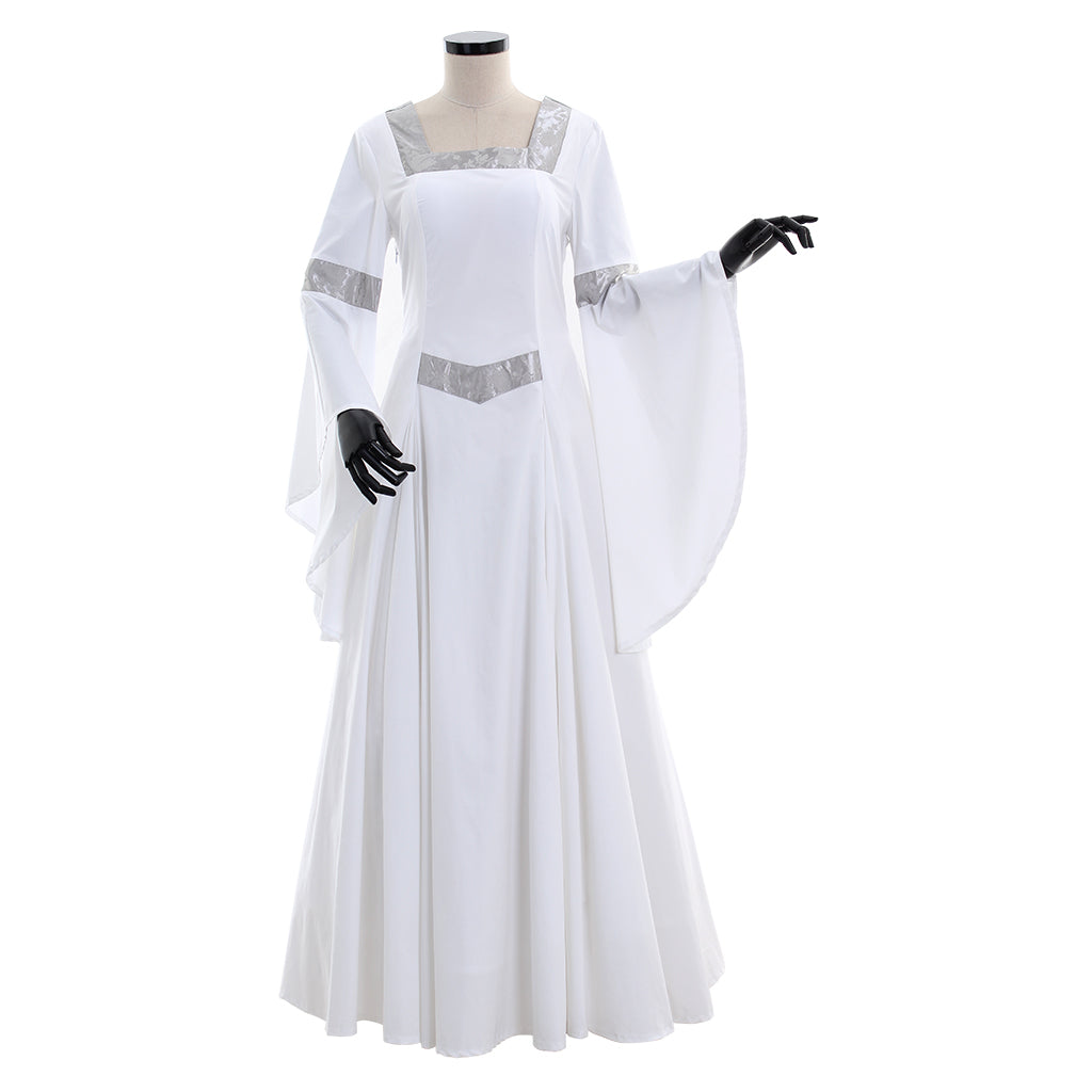 Medieval Women Viking White Cosplay Costume Adult Renaissance Ancient Gown With Long Flowy Sleeves Norse Gothic Ladies Halloween Christmas Dress