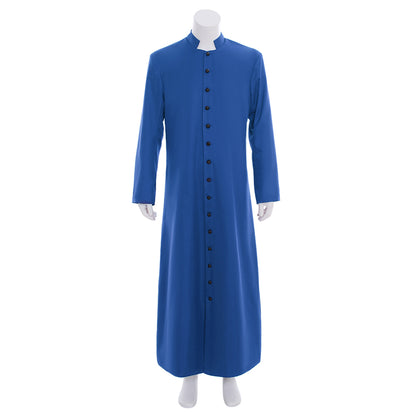 Medieval Men Renaissance Blue Button - Down Cosplay Costume Adult Vintage Court Long Sleeve Maxi Robe Men's Halloween Christmas