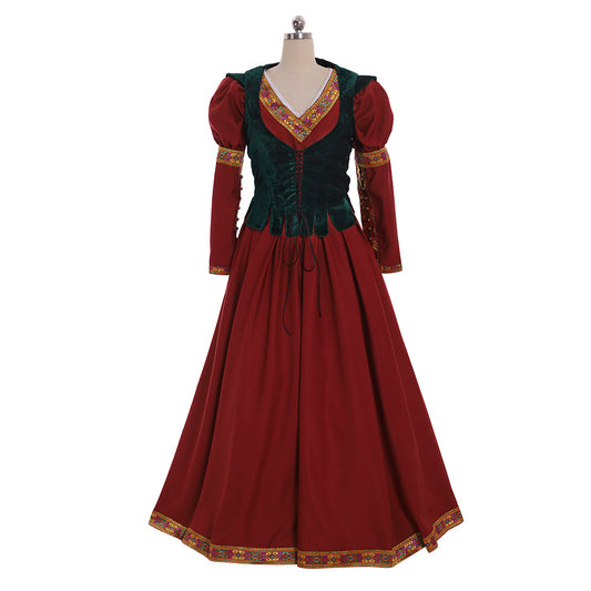 Medieval Women Renaissance Cosplay Costume Adult Ancient Outfit With Corset Top And Puff Sleeves Long Skirt Gothic Ladies Dress