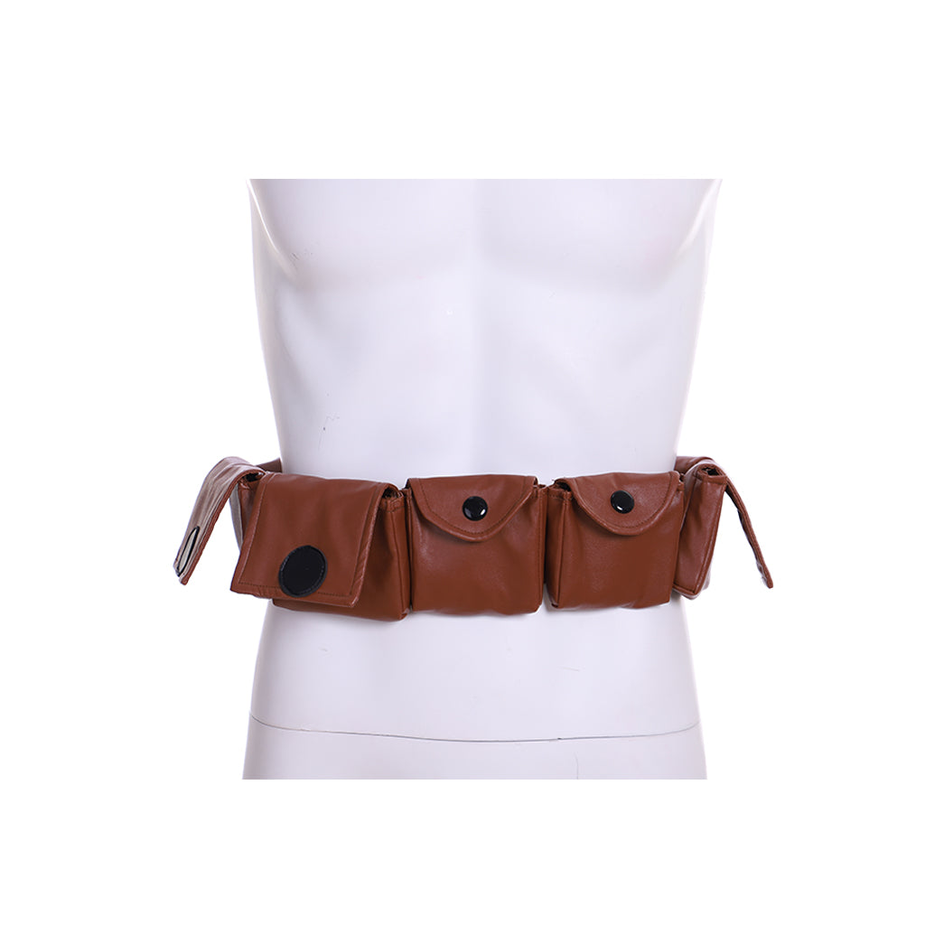 Medieval Men Renaissance Brown Multi  Pocket Tie  Up Belt Cosplay Costume Gothic Accessory