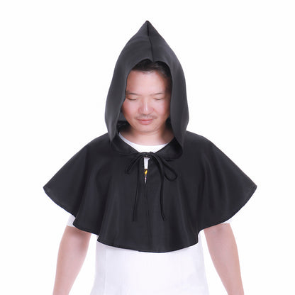 Medieval Gothic Hooded Short Cloak Cropped Cape for Cosplay  Halloween Costumes