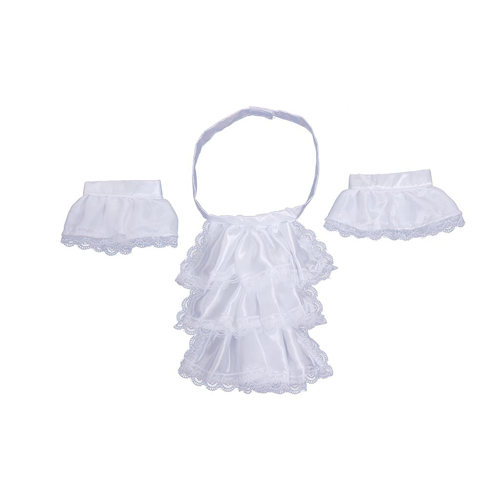 Medieval White Tiered Ruffle Halter Neckline with Lace Trim Gothic Ladies Halloween Party Outerwear
