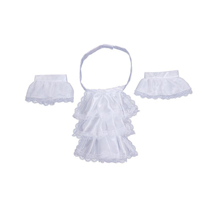Medieval White Tiered Ruffle Halter Neckline with Lace Trim Gothic Ladies Halloween Party Outerwear