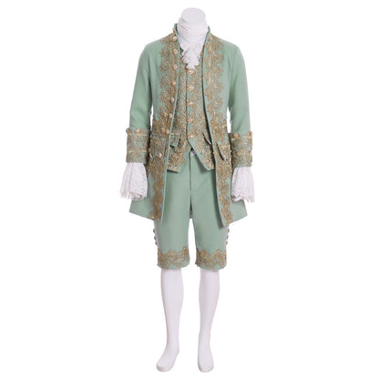 Medieval Men's Rococo Court Suit with Intricate Gold Embroidery Cosplay Stage Costume Adult Halloween Christmas Party Themed Outfit