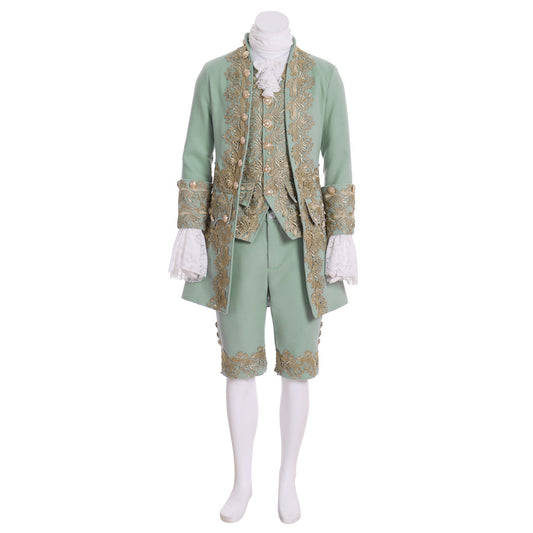 Medieval Men's Rococo Court Suit with Intricate Gold Embroidery Cosplay Stage Costume Adult Halloween Christmas Party Themed Outfit